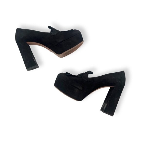 Prada Suede fringe block heels shoes size 38.5 - Picture 4 of 11